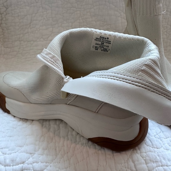 ZARA Girls White Knit Sock High Top Chunky Trainer/Sneaker (Size 34/ US 3.5) Sho - Picture 14 of 14